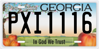 GA license plate PXI1116