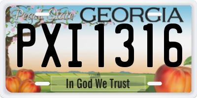 GA license plate PXI1316