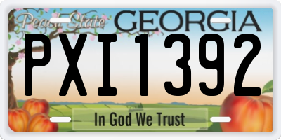 GA license plate PXI1392