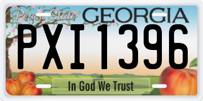 GA license plate PXI1396