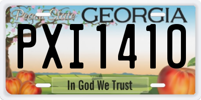 GA license plate PXI1410