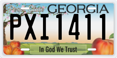 GA license plate PXI1411