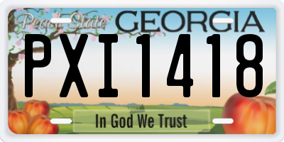 GA license plate PXI1418