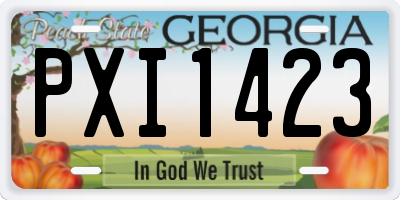 GA license plate PXI1423