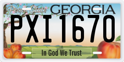 GA license plate PXI1670