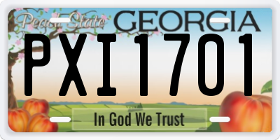 GA license plate PXI1701