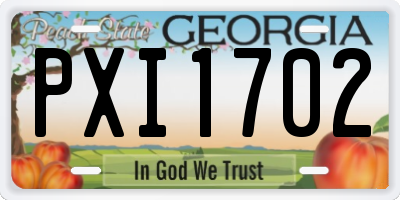 GA license plate PXI1702