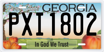 GA license plate PXI1802