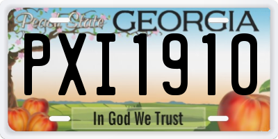GA license plate PXI1910