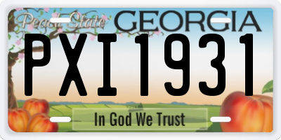 GA license plate PXI1931