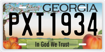 GA license plate PXI1934