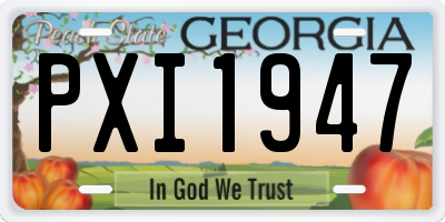 GA license plate PXI1947