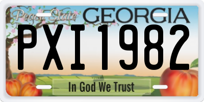 GA license plate PXI1982