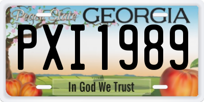 GA license plate PXI1989