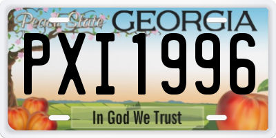 GA license plate PXI1996