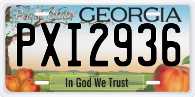 GA license plate PXI2936