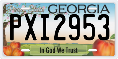 GA license plate PXI2953