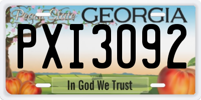 GA license plate PXI3092