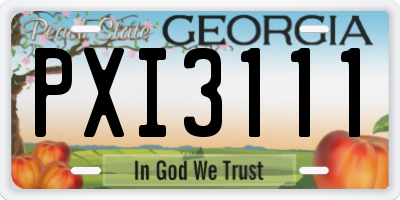 GA license plate PXI3111