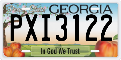 GA license plate PXI3122