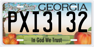 GA license plate PXI3132