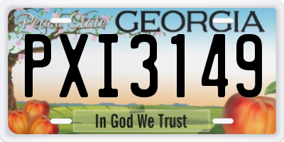 GA license plate PXI3149