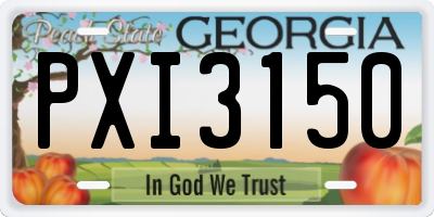 GA license plate PXI3150