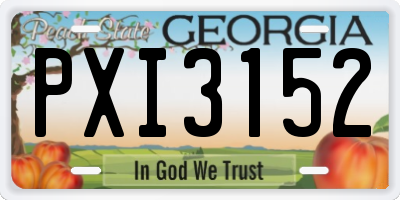 GA license plate PXI3152