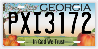 GA license plate PXI3172