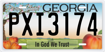 GA license plate PXI3174
