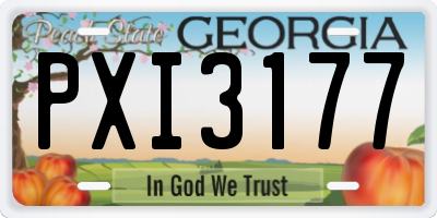 GA license plate PXI3177