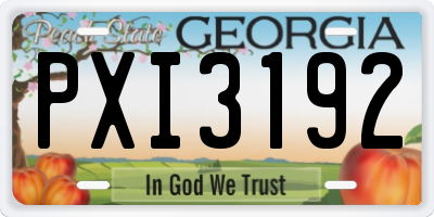 GA license plate PXI3192