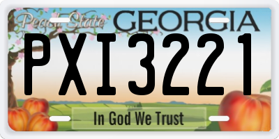 GA license plate PXI3221