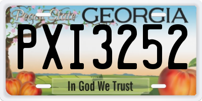 GA license plate PXI3252