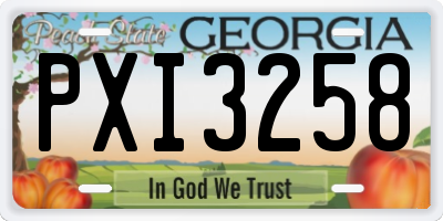 GA license plate PXI3258