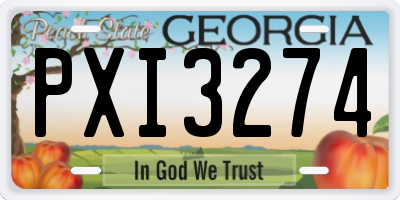 GA license plate PXI3274