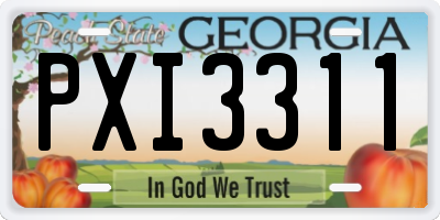 GA license plate PXI3311