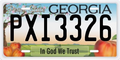 GA license plate PXI3326