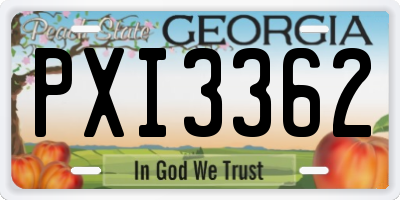 GA license plate PXI3362