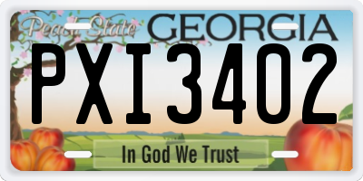 GA license plate PXI3402