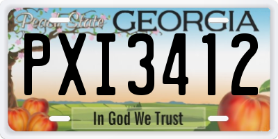 GA license plate PXI3412