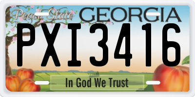 GA license plate PXI3416