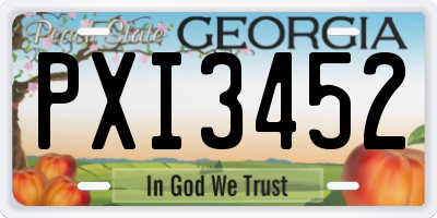 GA license plate PXI3452