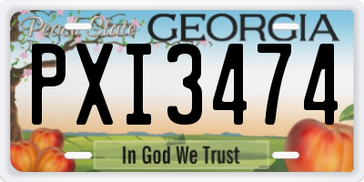 GA license plate PXI3474