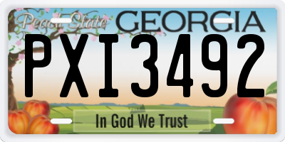 GA license plate PXI3492