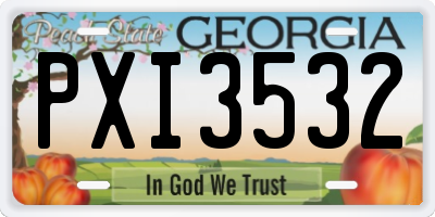 GA license plate PXI3532