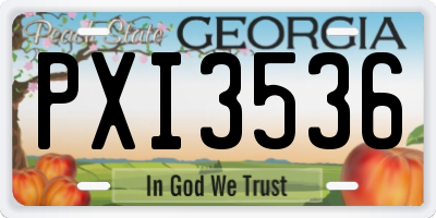 GA license plate PXI3536