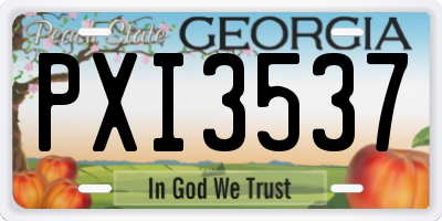 GA license plate PXI3537