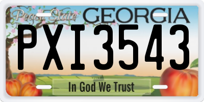 GA license plate PXI3543
