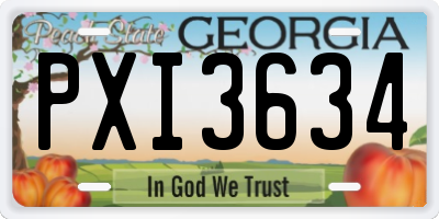 GA license plate PXI3634